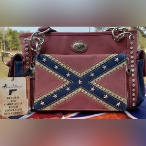 Montana west rebel flag conceal carry purse with detachable wallet clutch.